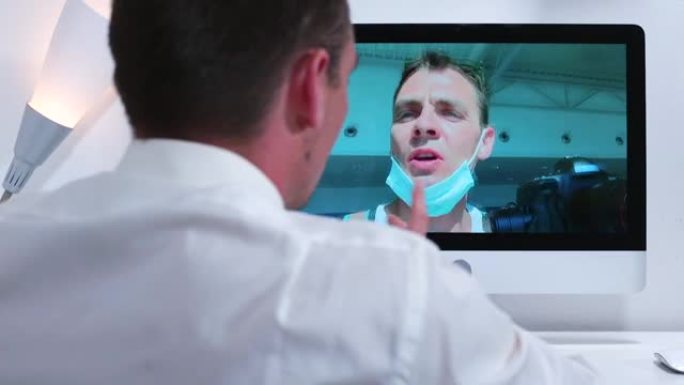 两名男子使用视频交流的视频对话。