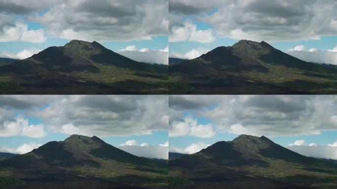 晴天巴厘岛著名火山区山顶全景4k印度尼西亚