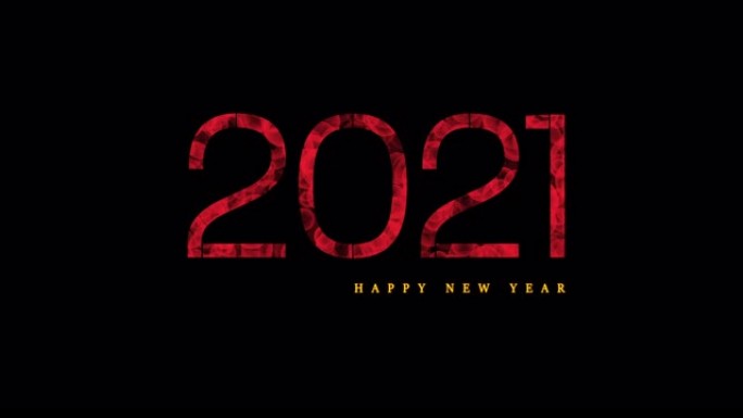 4k红色Bokeh 2021新年快乐黑色背景