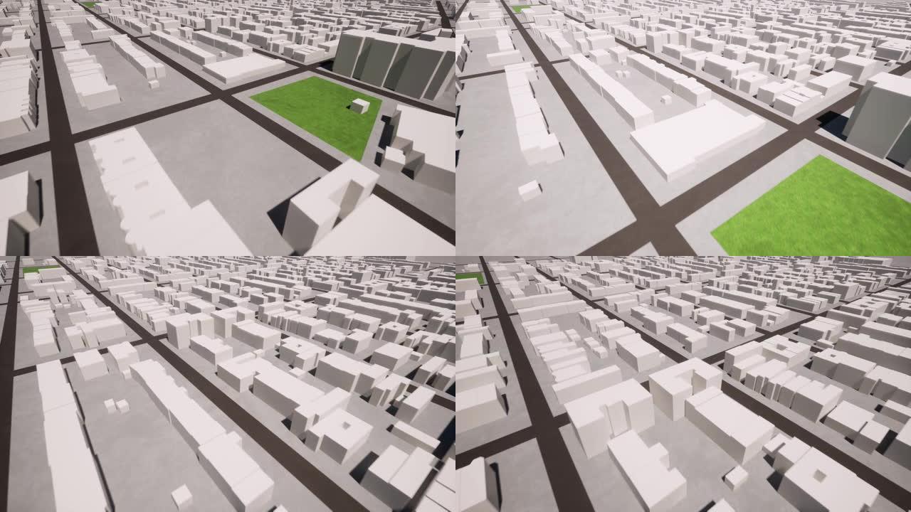 游戏设计的抽象3d城市计划。建筑透视建筑。4k