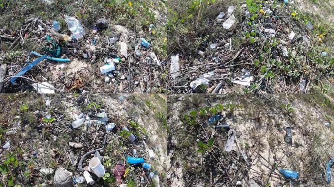 马里卡里约热内卢内陆海滩上的垃圾和污垢