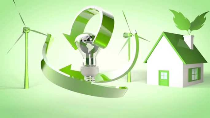 绿色生产和能源生态利用的概念。3D渲染