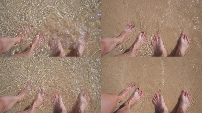晴天巴厘岛海洋清洁水浪两脚沙慢动作全景4k印度尼西亚