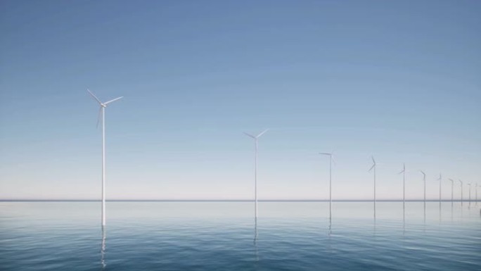 风力发电机农场在海上建设行业未来技术4k