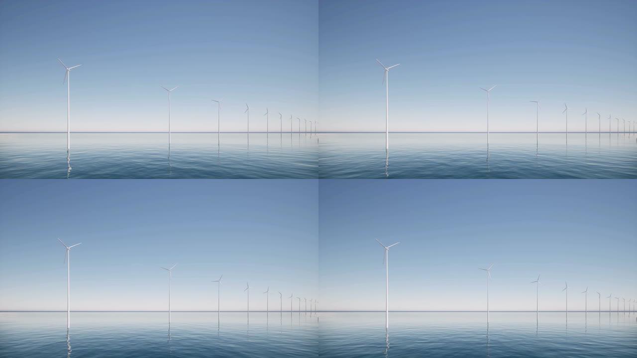 风力发电机农场在海上建设行业未来技术4k
