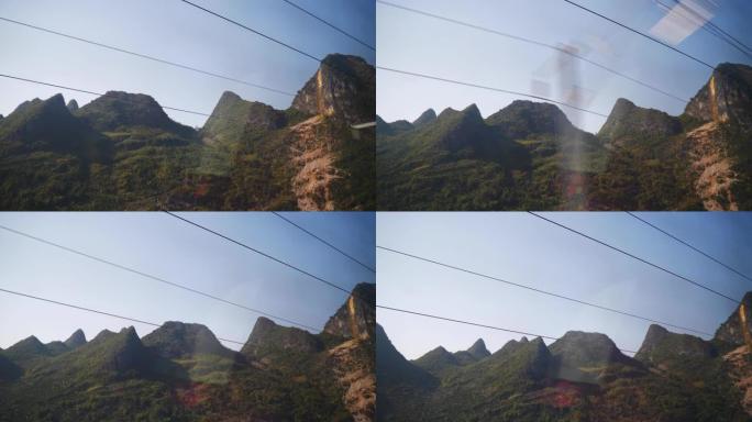 晴天火车公路之旅广州通过著名的山脉pov全景4k中国