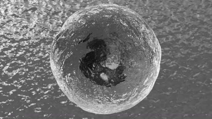 灰色背景上真核细胞运动的3D循环动画。