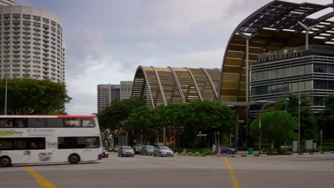 阴天新加坡市中心交通街全景延时4k