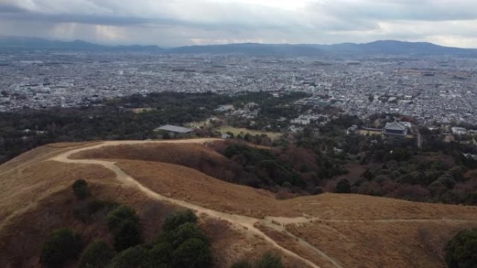 奈良若草山的天际线鸟瞰图