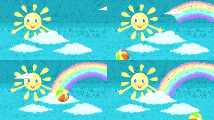 一张微笑的太阳画的循环动画