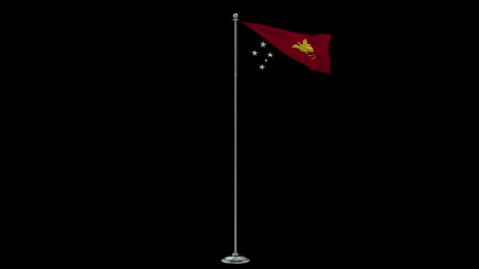 巴布亚新几内亚各种旗杆上飘扬国旗，桌旗