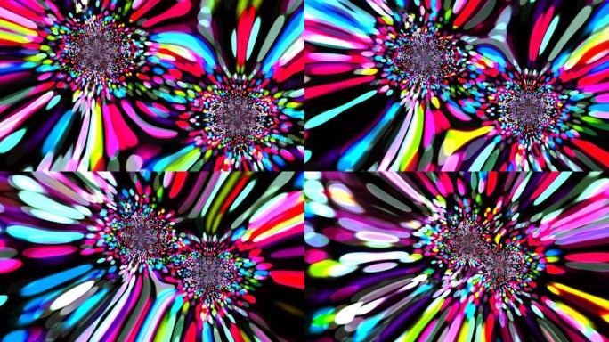 抽象彩虹色滚动看起来像两个孔雀蜘蛛镜反射和移动融合