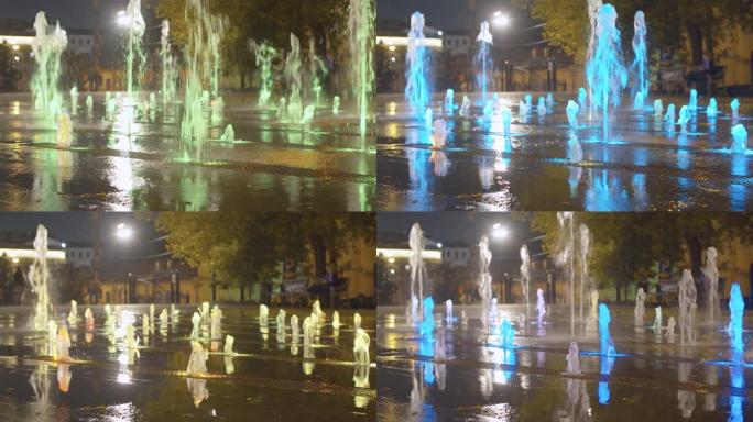 晚上五彩喷泉