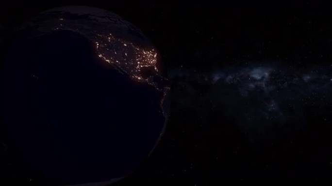 从外层空间看地球的人造光，突出了整个星球的光污染不断增加-无缝循环