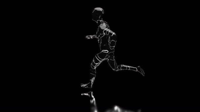 黑色背景上的3D抽象数字跑步人