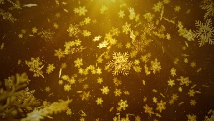 金色的雪花和带有粒子和波克的星星。圣诞节或新年背景概念。3D渲染