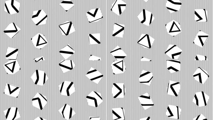 条纹3d立方体在永无止境的循环中落下。光学图案背景。