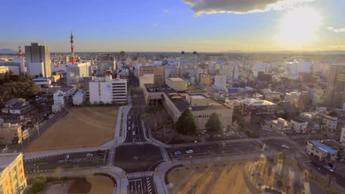 黄昏时当地城市的景色 (日本栃木县宇都宫市)