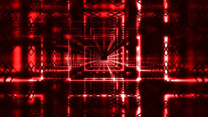 红色3D抽象数字背景走廊