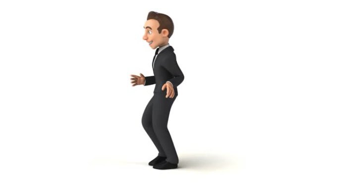 有趣的3D卡通商务男子跳舞