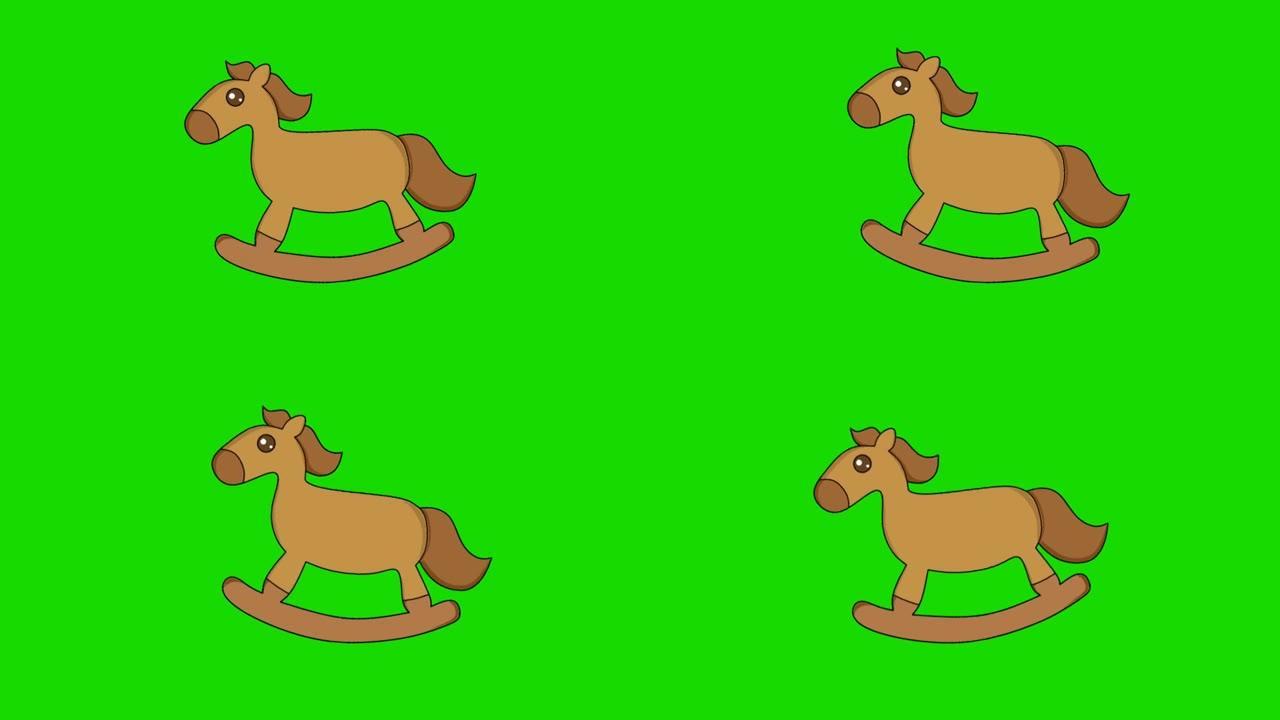 移动的木制玩具马的动画视频
