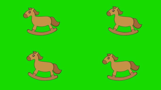 移动的木制玩具马的动画视频