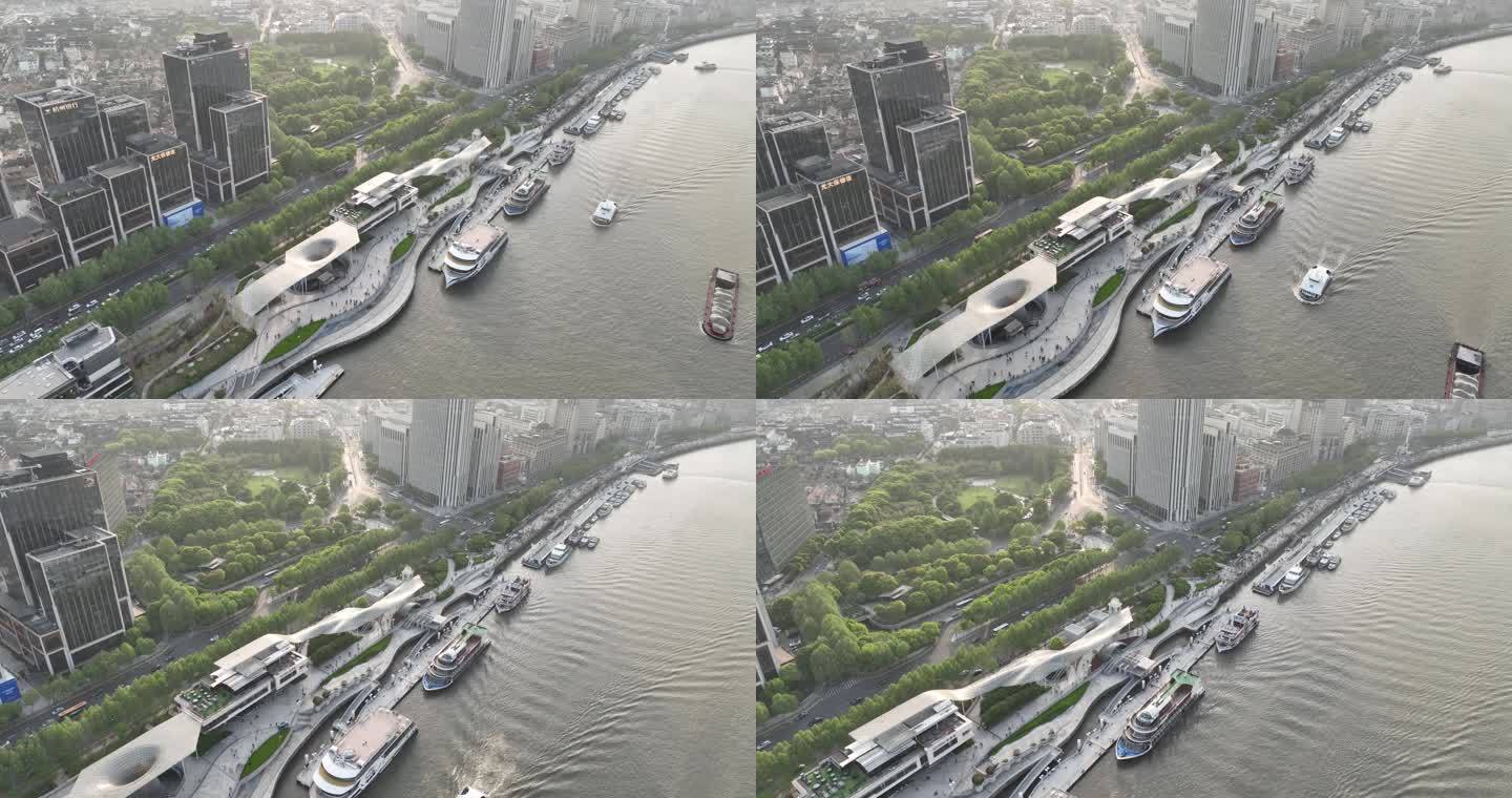 5K原素材-航拍上海黄埔滨江步道