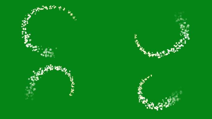 循环白色粒子运动图形与绿色屏幕背景