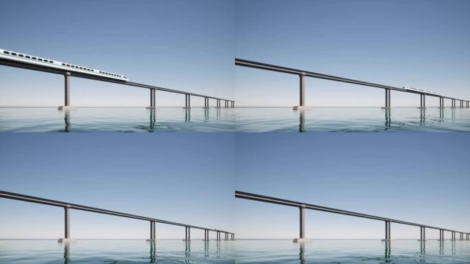海洋未来交通地铁站绿色能源列车地铁4k 3d风格的超环