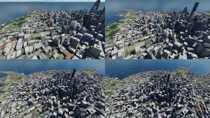 岛上的大城市，高视角