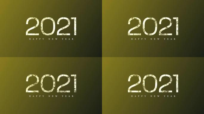 4k金Bokeh 2021新年快乐背景