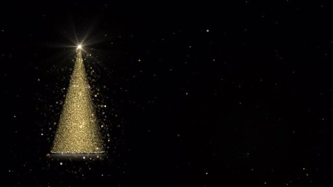 金色快乐圣诞树，闪闪发光，闪亮的星星