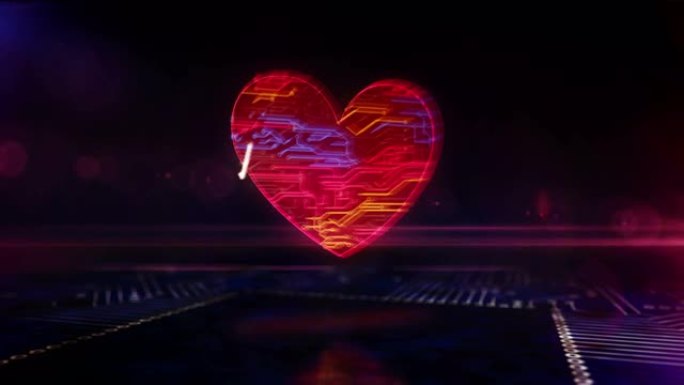 跳动的心脏和网络生活符号可循环3d动画
