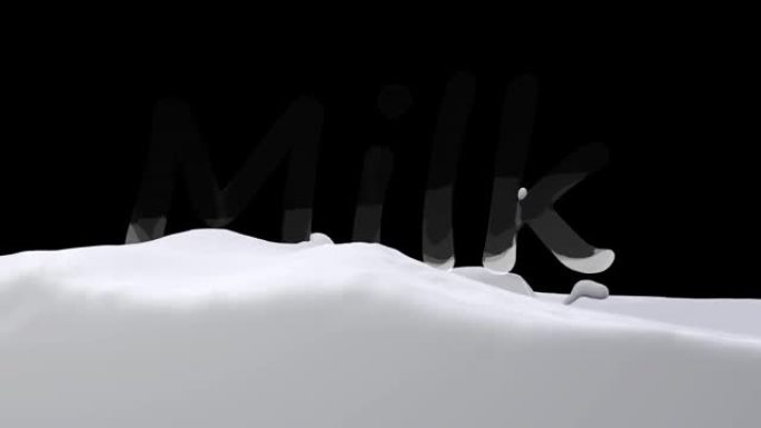 文字单词上的牛奶波