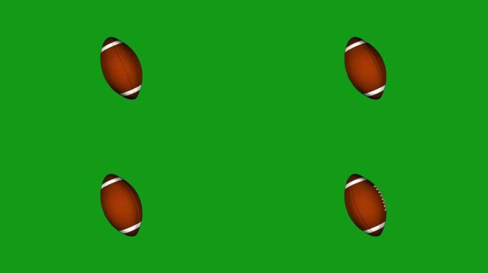 绿色屏幕背景的旋转橄榄球运动图形