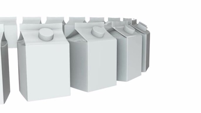 一排牛奶或果汁盒配金色的。零售包装模型。
