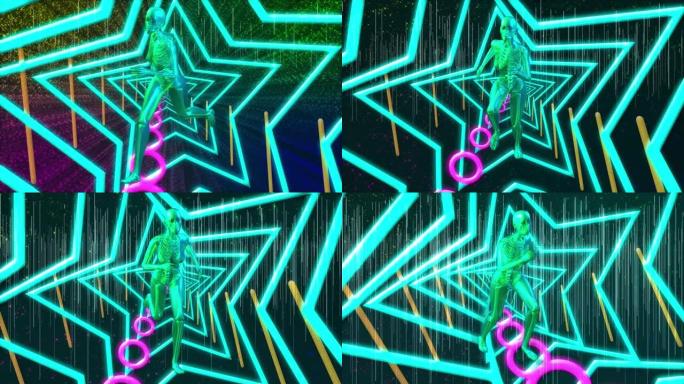 霓虹三角形AI运行ciborg的抽象背景