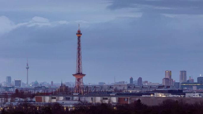 柏林城市景观的昼夜时间流逝，德国柏林