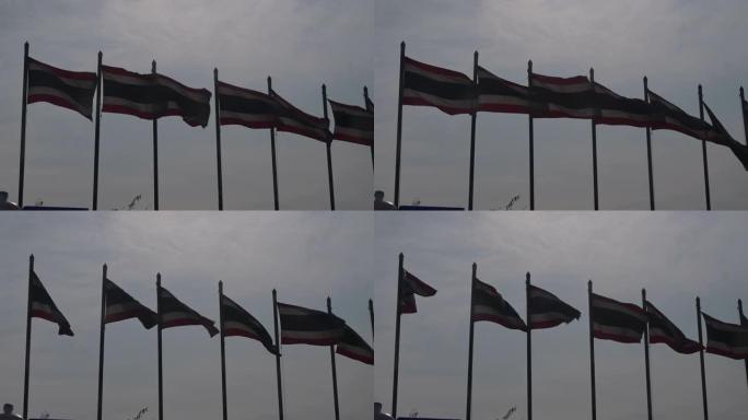 泰国国旗迎风飘扬，泰国