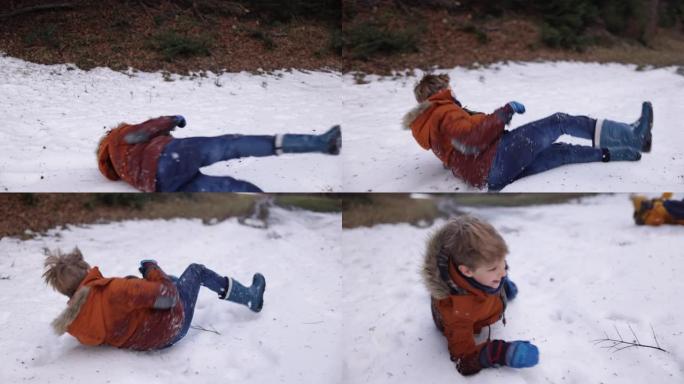 孩子们在雪地里玩得开心