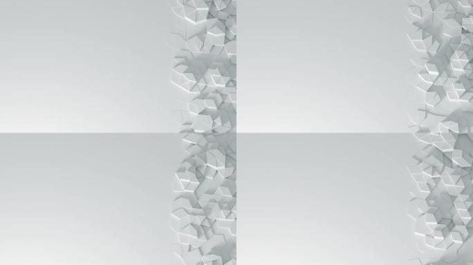 业务介绍的背景白皮书。最小模式，动画3d渲染。三角形和立方体。高科技。UHD 3840x2160纸张