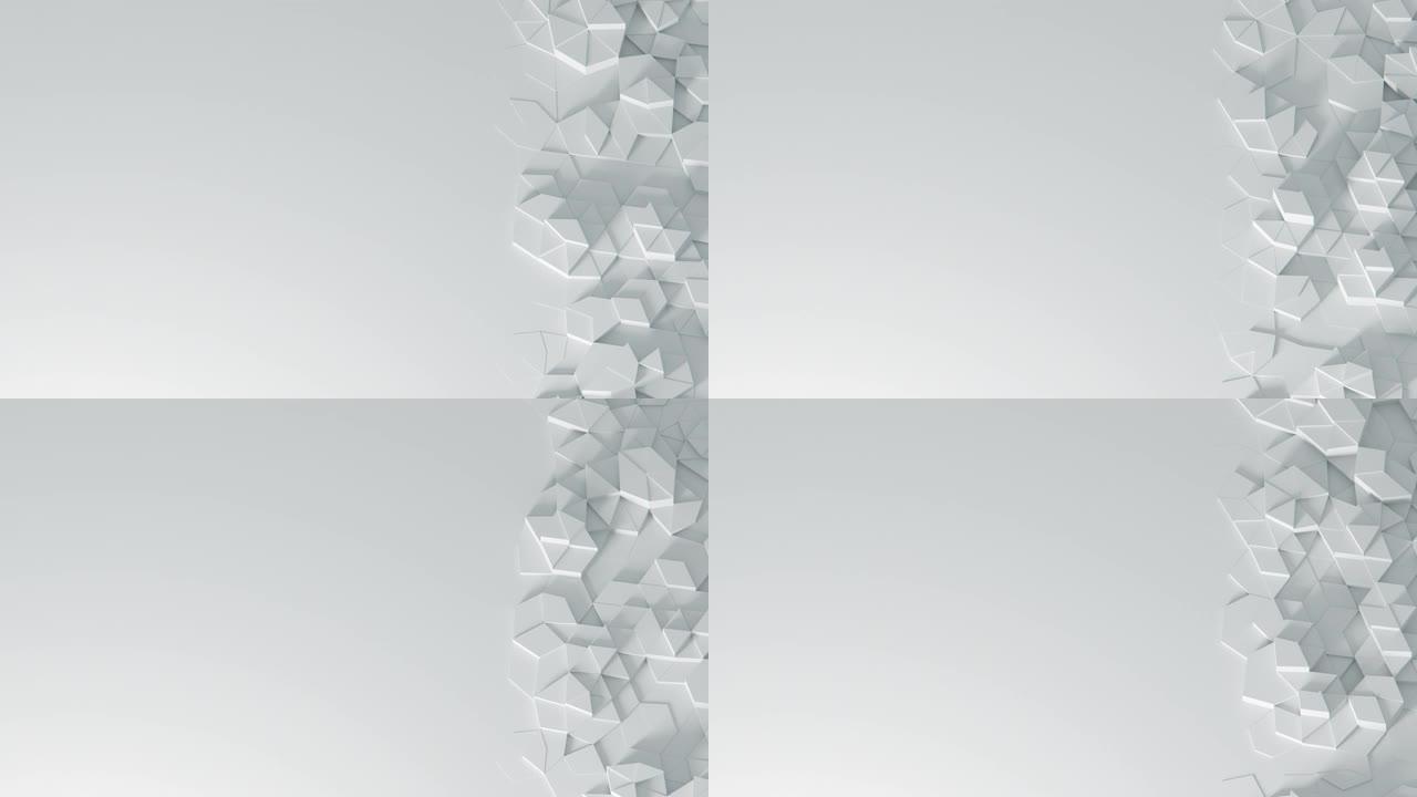 业务介绍的背景白皮书。最小模式，动画3d渲染。三角形和立方体。高科技。UHD 3840x2160纸张