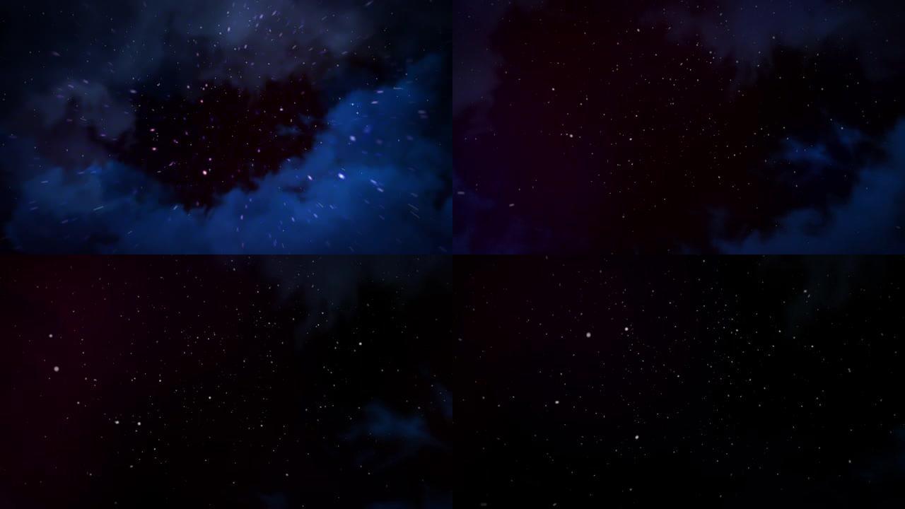 圣诞动画蓝云放大星星和粒子