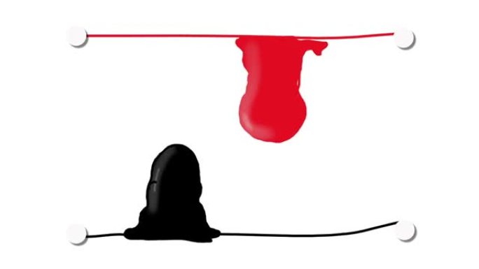两条红色和黑色活力线之间的液体过渡