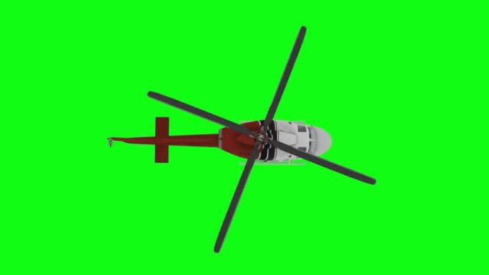 逼真的直升机飞行动画。绿屏