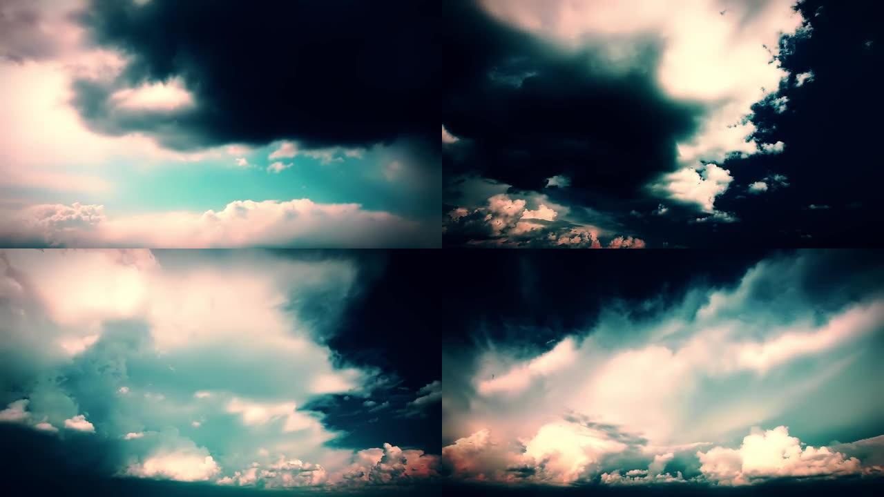 天空和云。延时。一系列情节。背景模糊。