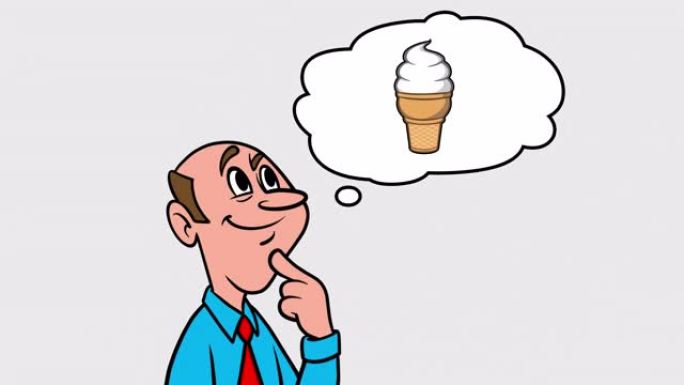 男人在想冰淇淋蛋筒-4k动画带阿尔法通道，没有背景