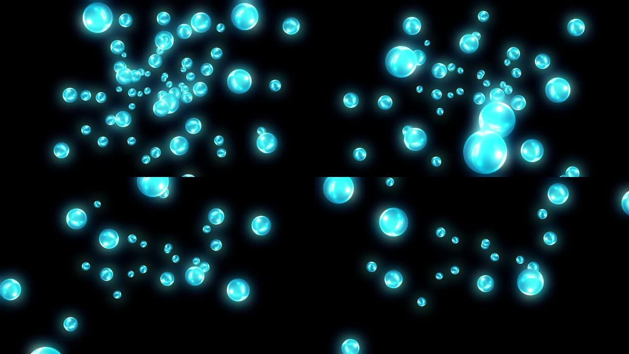 蓝色球体多边形爆炸光粒子动画