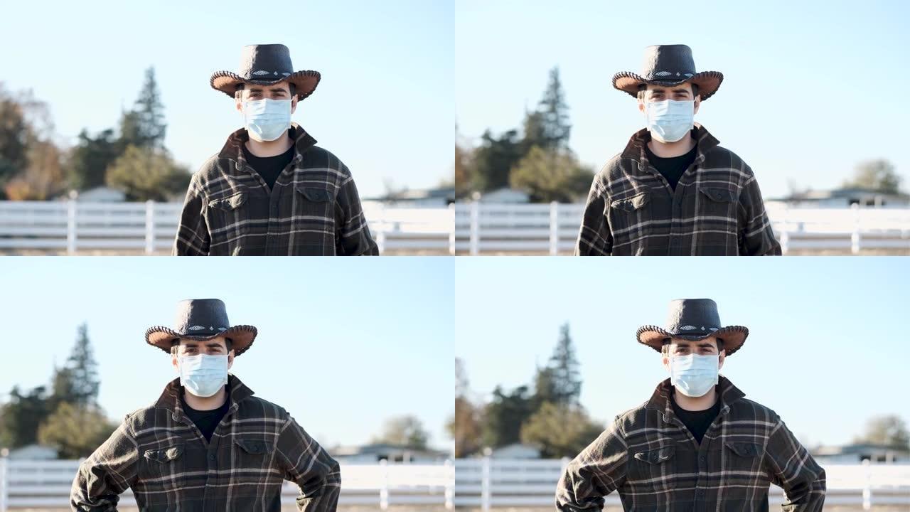 农民工因预防传染而戴防护口罩新型冠状病毒肺炎