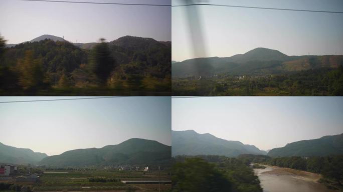 成都至广州火车公路旅行乘客侧座椅窗口pov全景4k中国